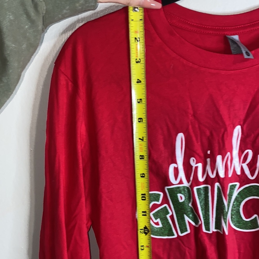 🎈Red long sleeve with green detailing “Drink up Grinches”! - Picture 3 of 7